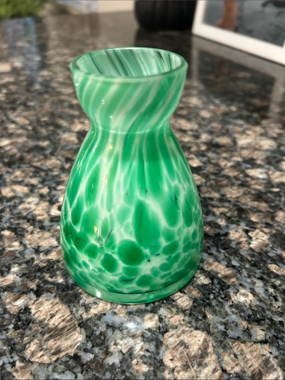 Vintage Green blown Glass Bud Vase